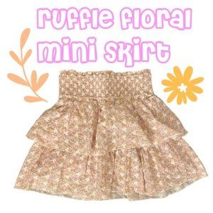 Floral ruffle mini skirt